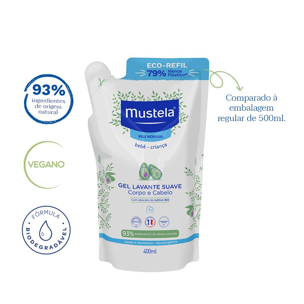 Mustela Bebê Gel Lavante Suave Refil 400ml